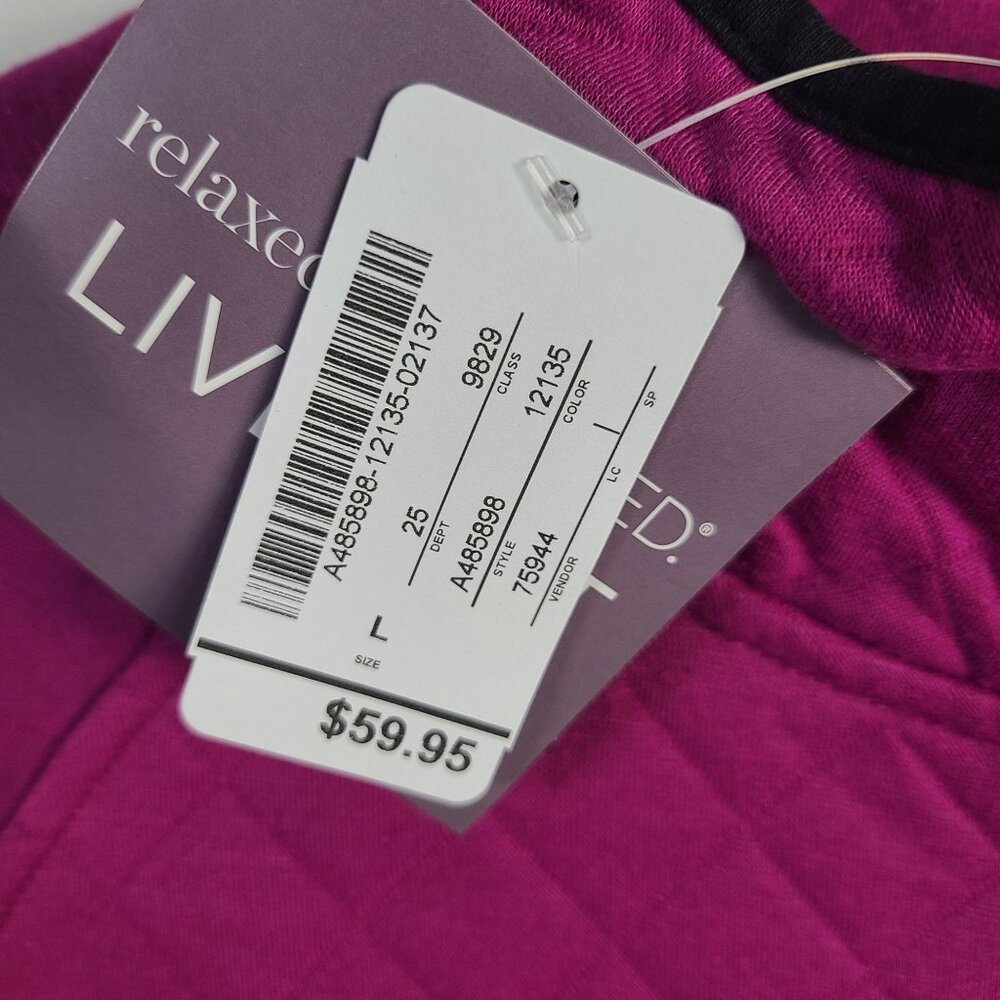 NWT Christopher & Banks Quilted Magenta Quarter Snap Pullover Top Sz L - Picture 3 of 9